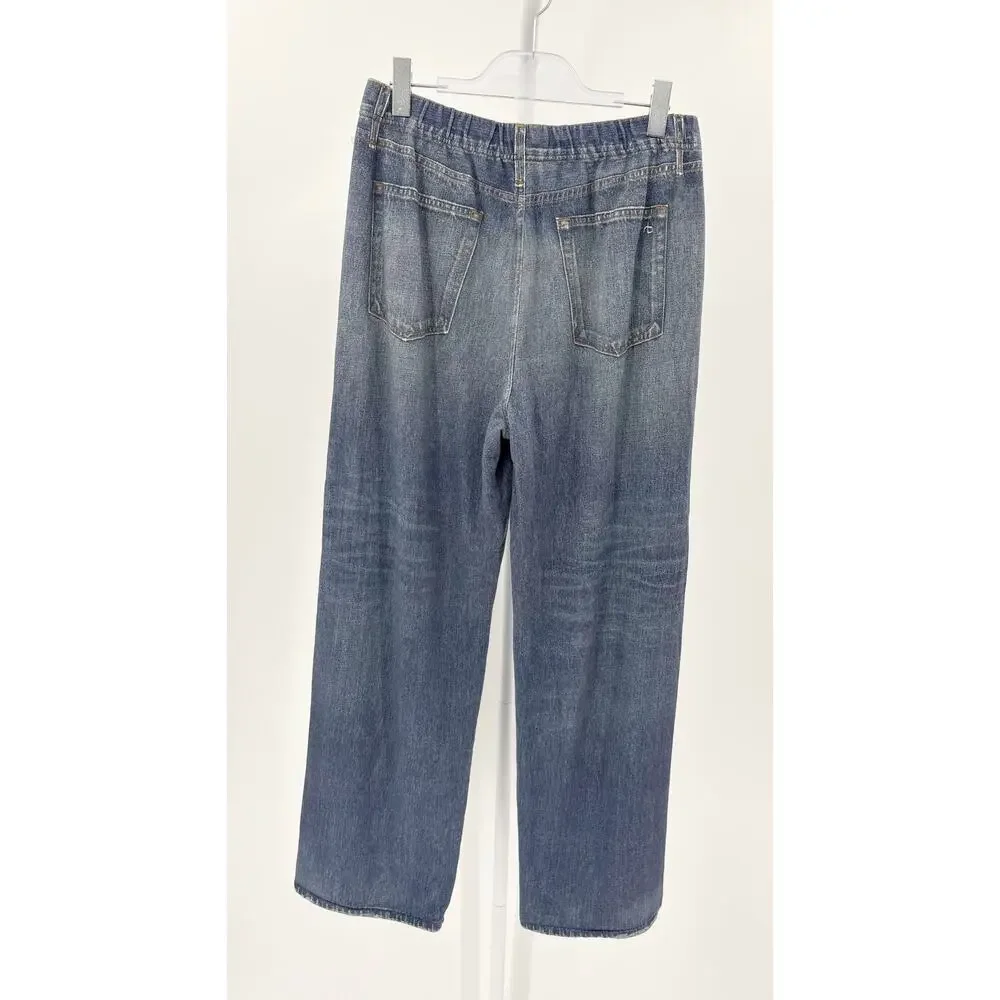Rag & Bone Miramar Cotton Terry Wide Leg Jeans Faux Denim Illusion Pants Large - Picture 4 of 6